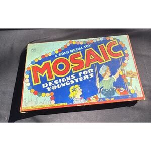 Mosaic Designs for Youngsters 1940 Transogram Art Game Gold Medal Toy Complete!
